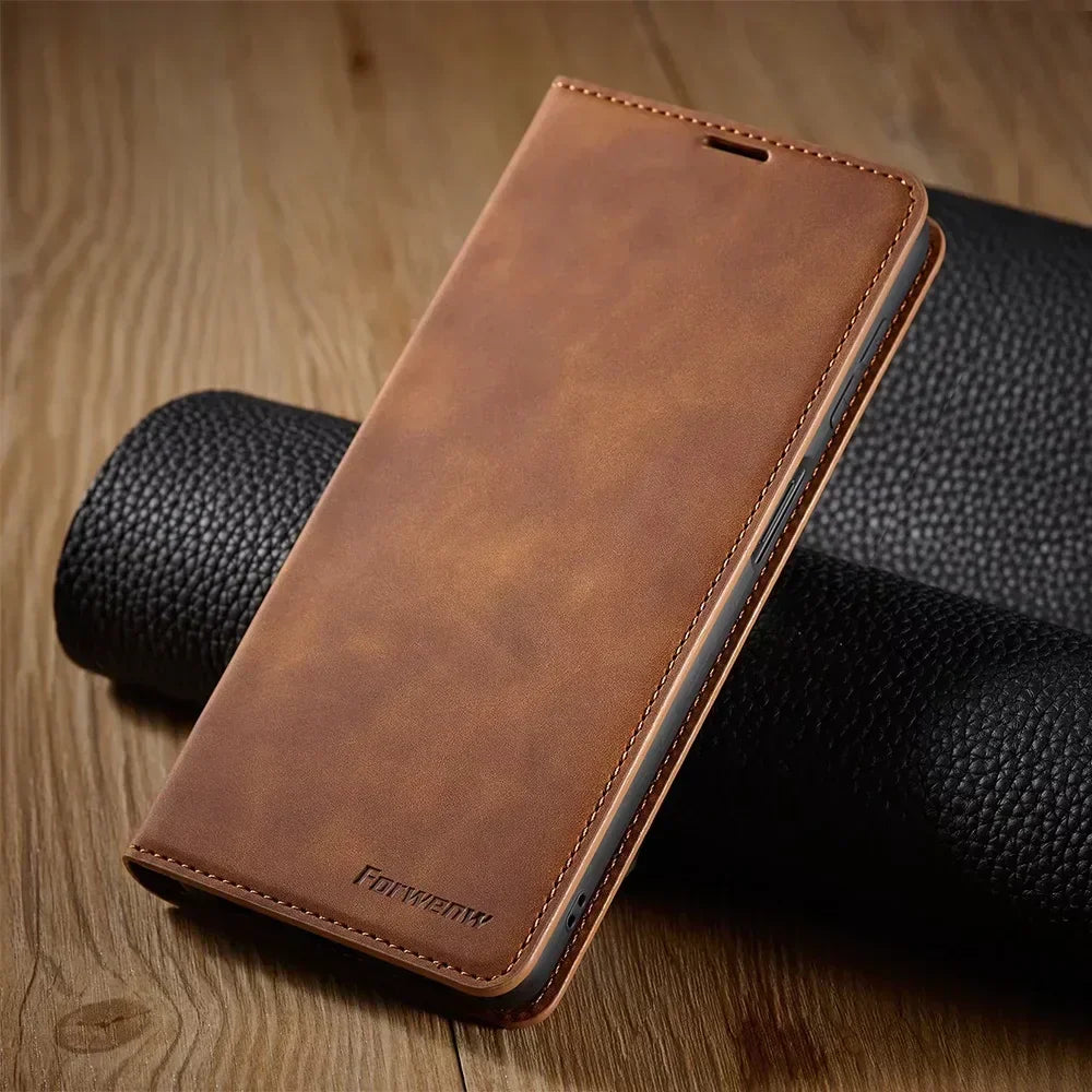 LeatherPro | Samsung Hülle: Magnetische leren tas voor stijlvolle bescherming