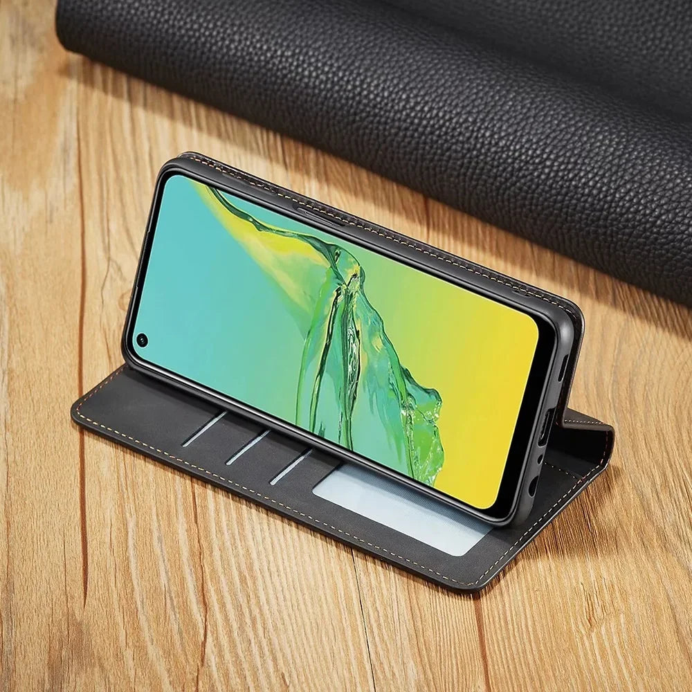 LeatherPro | Samsung Hülle: Magnetische leren tas voor stijlvolle bescherming